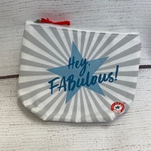 Small white make up bag pouch F.A.B. First Aid Beauty "Hey, Fabulous!"